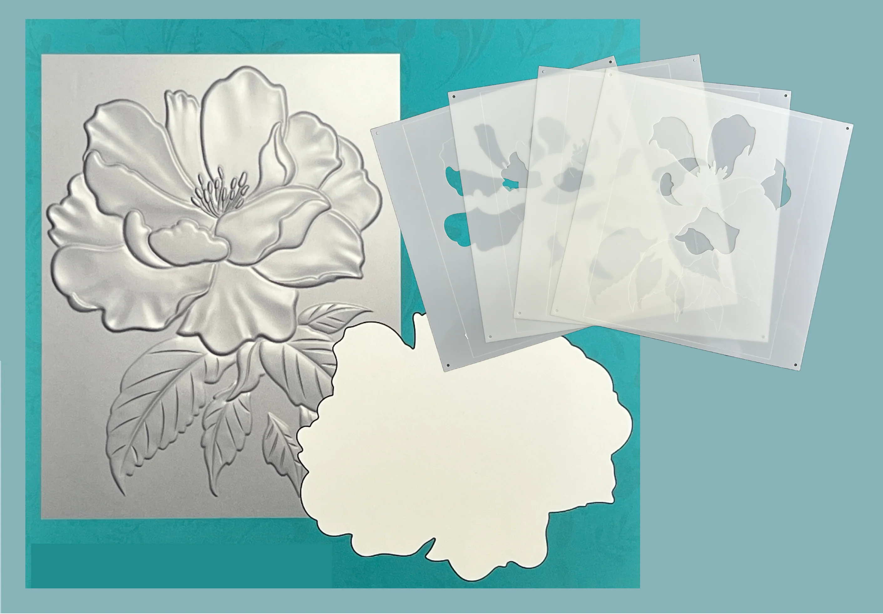 BUNDLE- Gorgeous Bloom 3D Embossing Folder, Die and Stencil