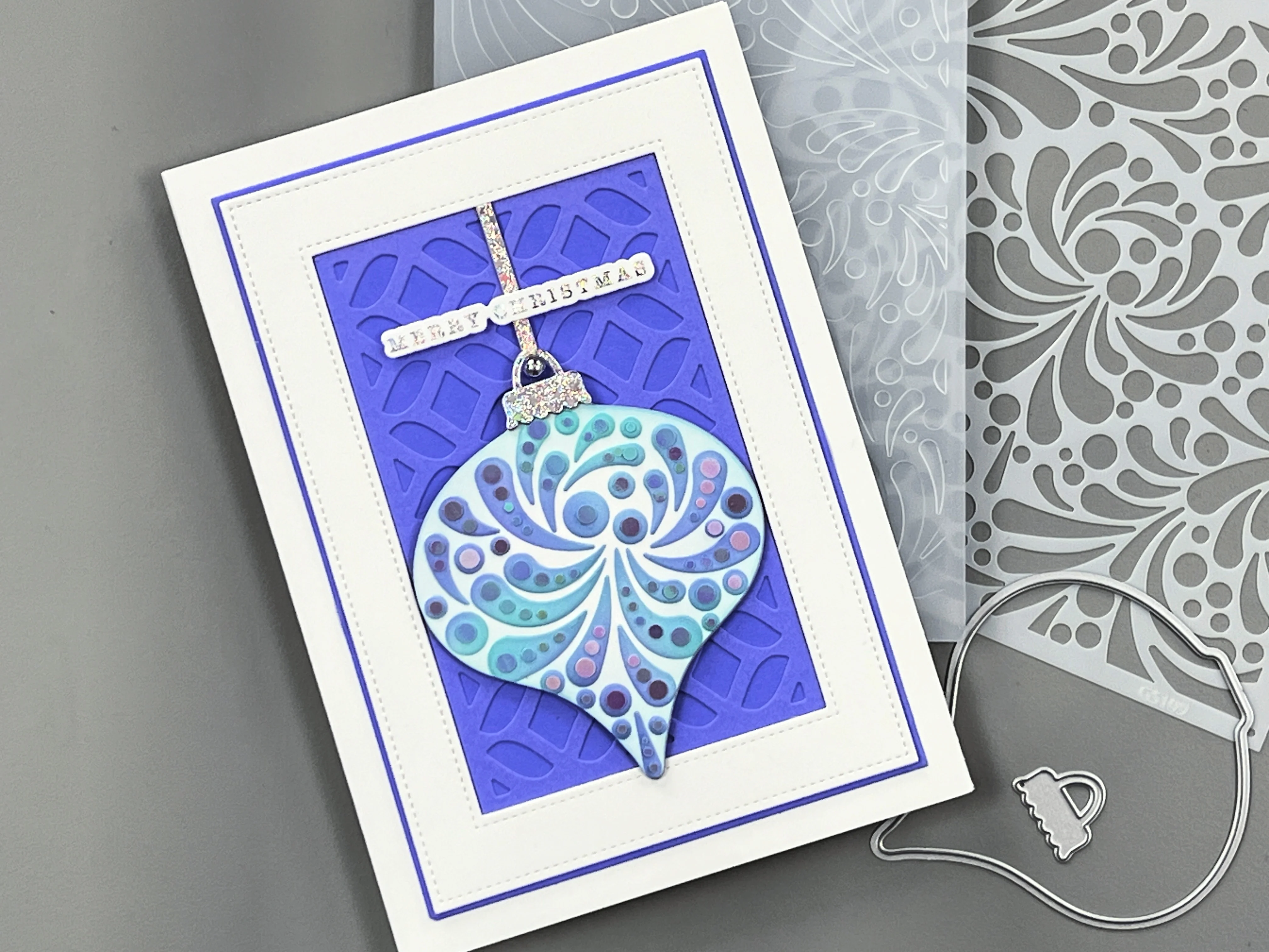BUNDLE- Joyful Ornament 3D Embossing Folder, Die and Stencil - Image 3