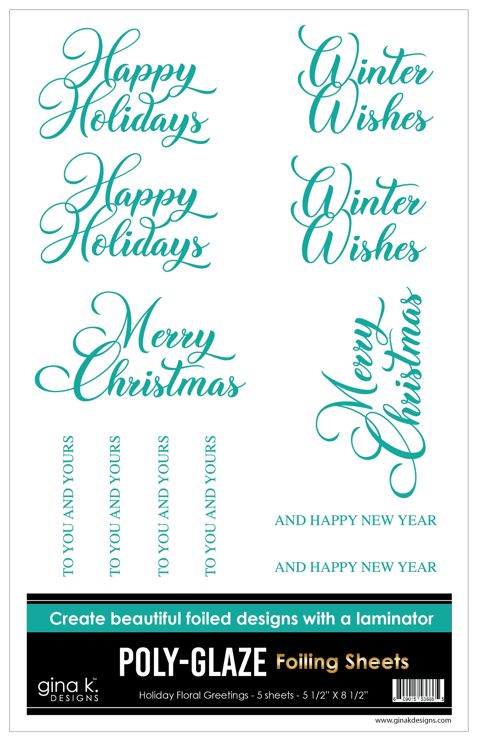 POLY-GLAZE Foiling Sheets- Holiday Floral Greetings