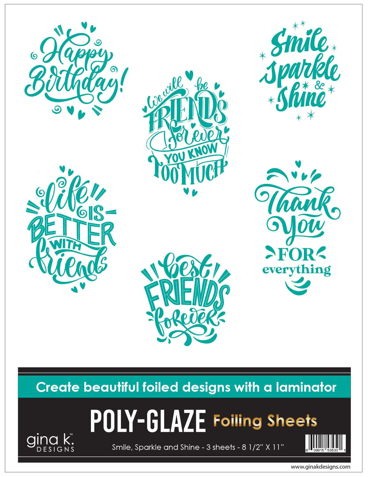 POLY-GLAZE Foiling Sheets- Smile, Sparkle and Shine