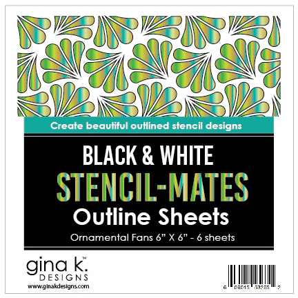 STENCIL-MATES- Black and White Outline Sheets- Ornamental Fans
