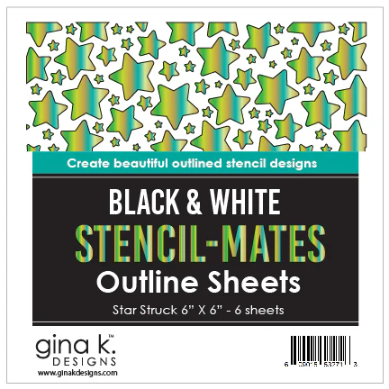 STENCIL-MATES- Black and White Outline Sheets- Star Struck